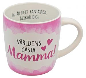 Mugg med texten "Världens bästa mamma". Finns att beställa hos Sakligheter