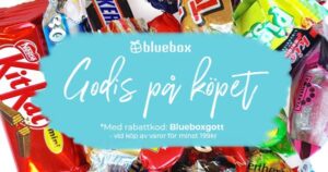 Rabattkod BLUEBOXGOTT ger dig ca 175 g blandat godis på köpet när du handlar för minst 199 kr.
