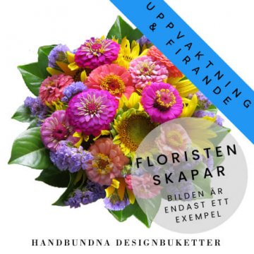 Låt floristen fritt få skapa en festlig bukett! Skicka blommorna med bud via Florister i Sverige!